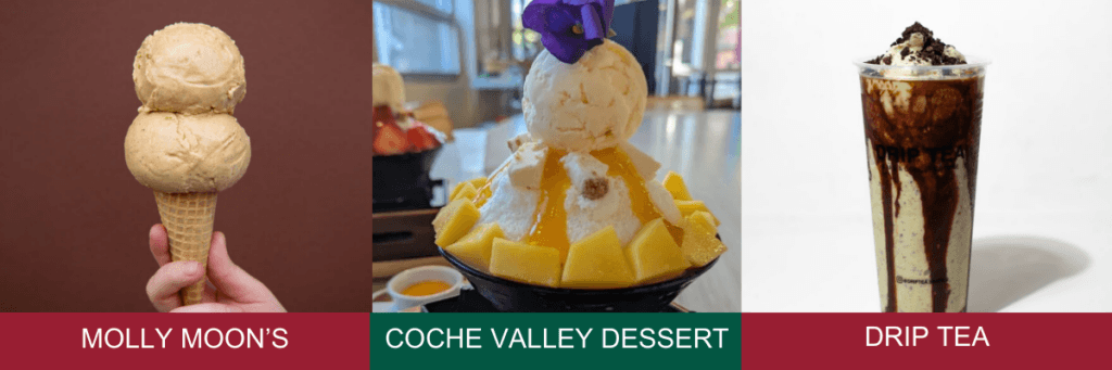 Various frozen desserts