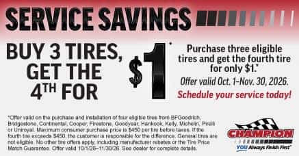 Tires: Buy 3, Get 1 for $1