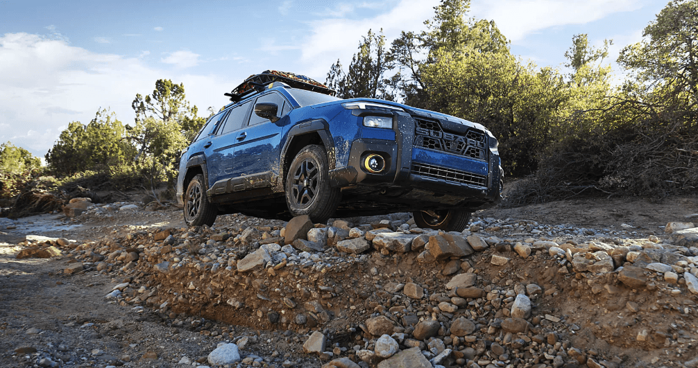 2026 Subaru Outback Wilderness shown in Geyser Blue with accessory equipment for sale near Dripping Springs, TX