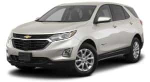A silver 2021 Chevy Equinox is angled left.