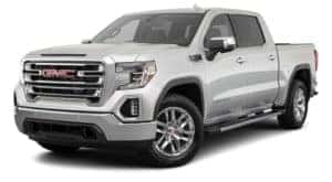 A silver 2021 GMC Sierra 1500 is angled left.