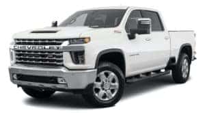 A white 2021 Chevy Silverado 2500 HD Z71 is angled left.