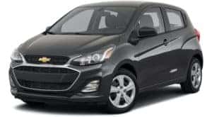 A black 2021 Chevy Spark LS is angled left.