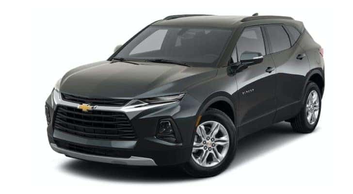 A black 2022 Chevy Blazer is angled left.