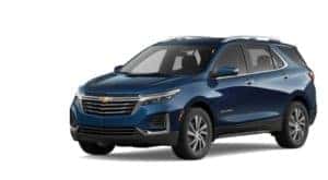 A blue 2022 Chevy Equinox is shown angled left.