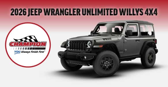 2026 Jeep Wrangler Unlimited Willys 4x4 Lease Offer