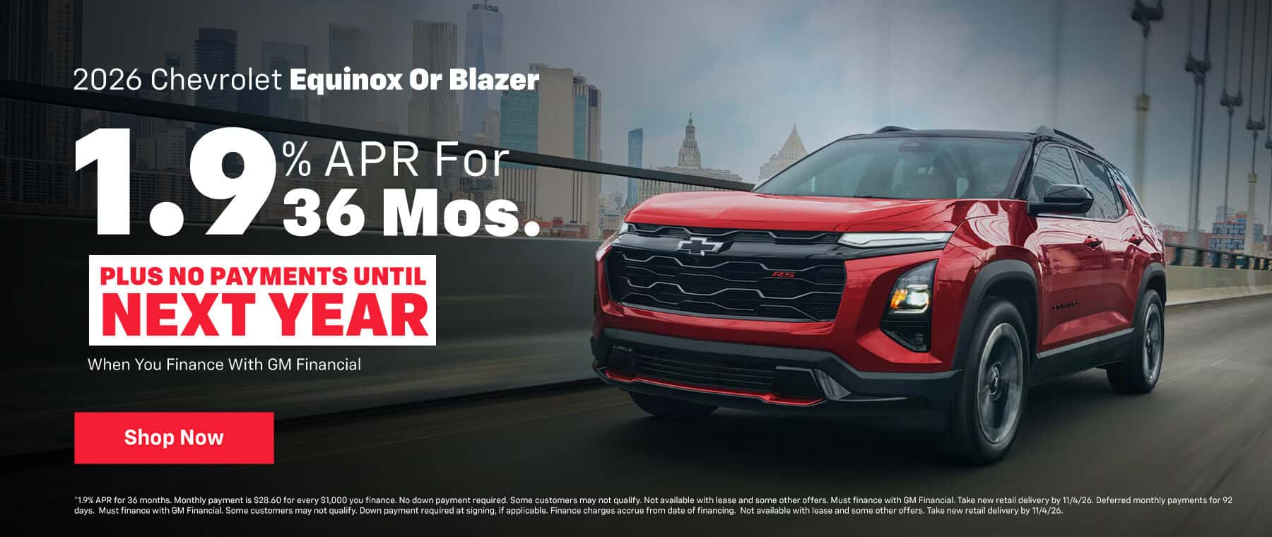 1.9% APR On Equinox & Blazer