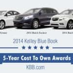 Kelley Blue Book (KBB) handed out its 5-Year Cost to Own awards for 2014 recently, and Buick not only took home some hardware, it scored big, with three different models winning top honors.