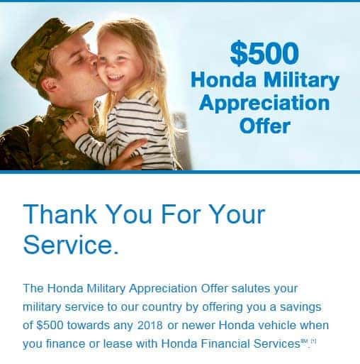 $500 Honda Military Appreciation Offer