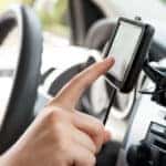 Finger touching GPS navigation system