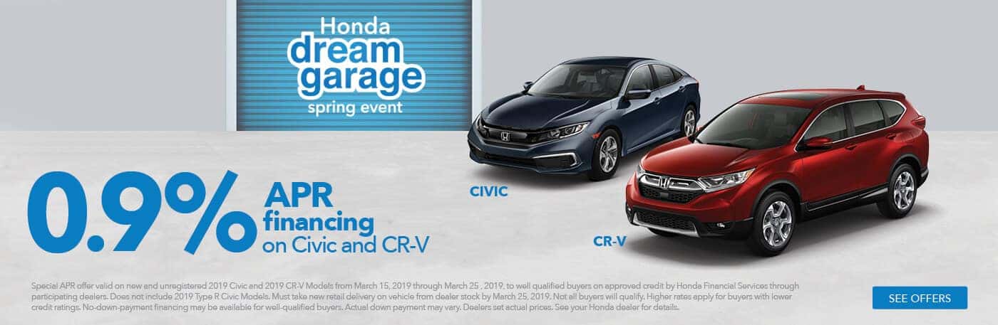 Detroit Area Honda Dealers 2019 Honda Dream Garage APR Financing Banner