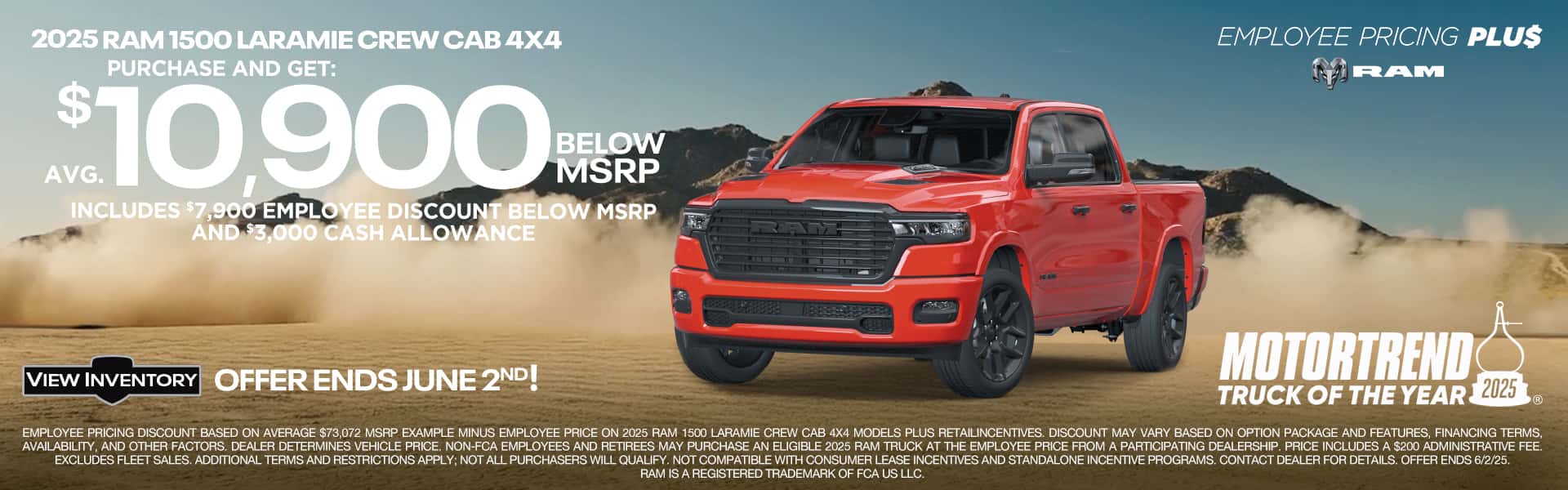 Ram 1500 10,900 below msrp