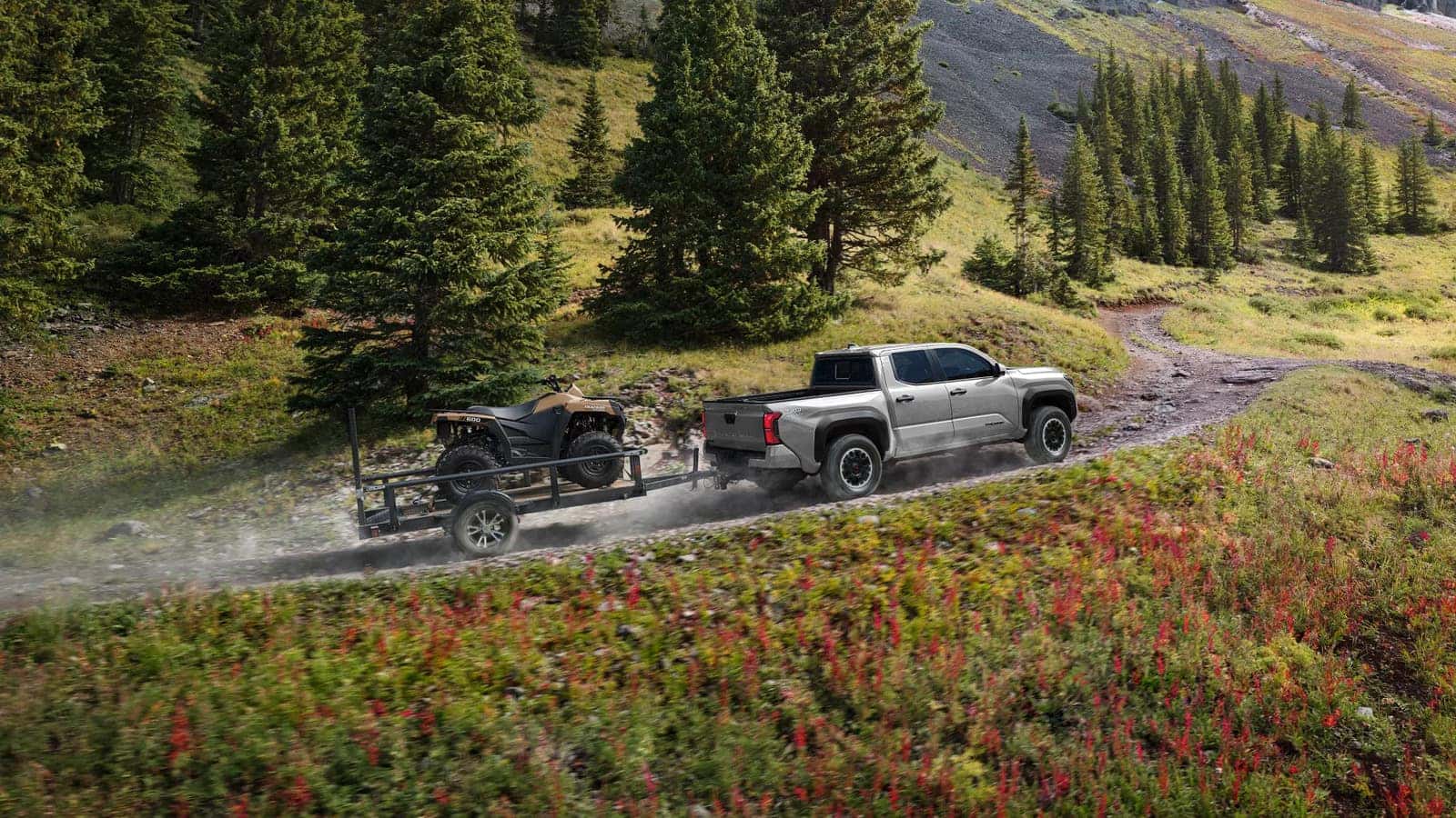 Tacoma towing a load uphill