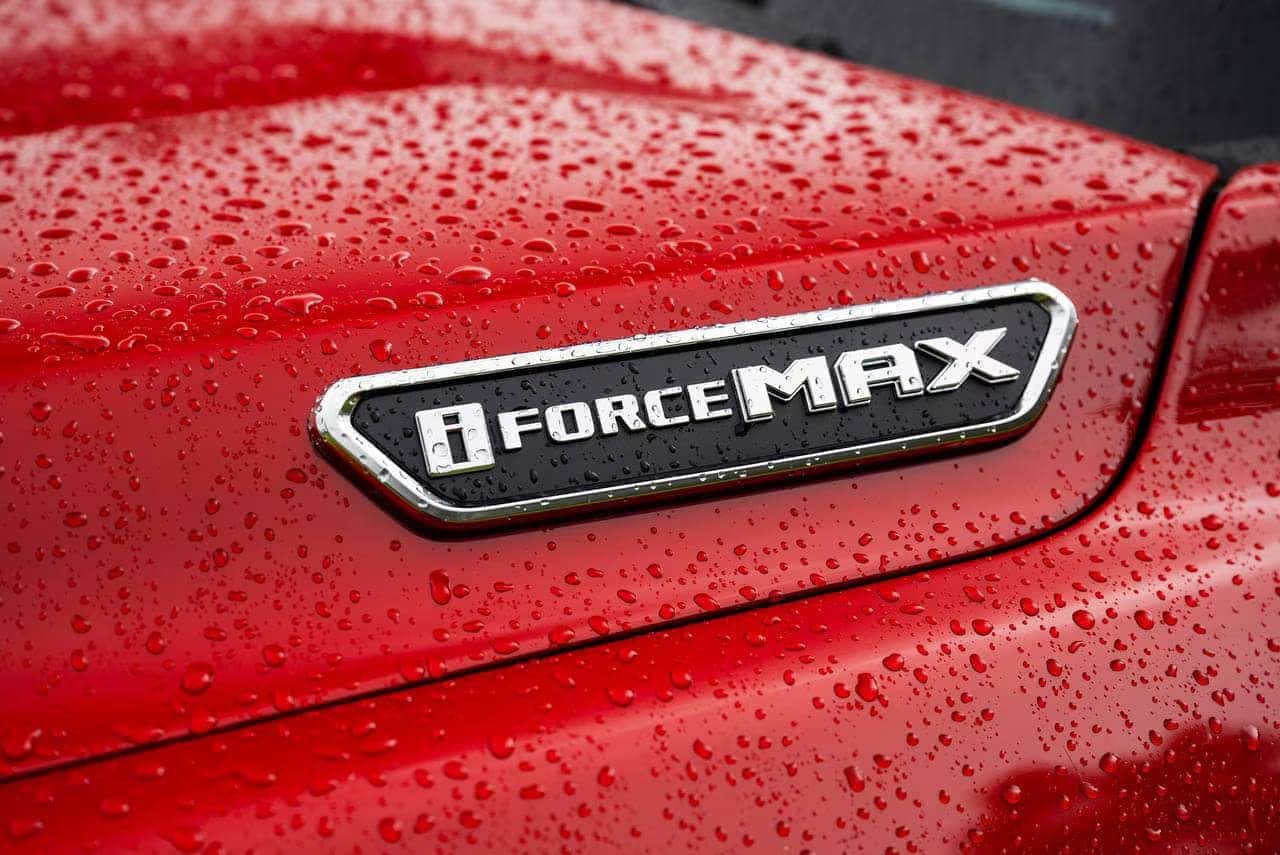red Tacoma i-FORCE MAX badge