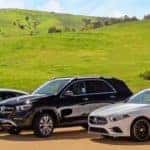Mercedes-Benz vehicles in a row