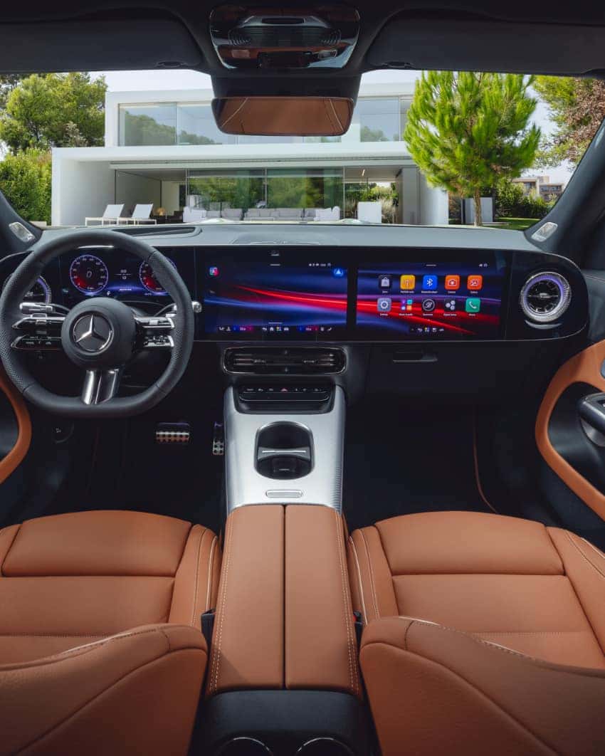 2026 GLB SUV dual-zone climate control heated seats ambient lighting and dual displays