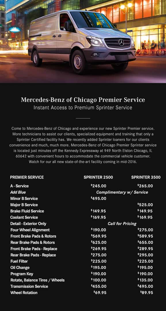 2016 mercedes sprinter service schedule