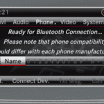 Graphic rendering of Bluetooth-equipped smartphone alongside Mercedes-Benz Bluetooth interface
