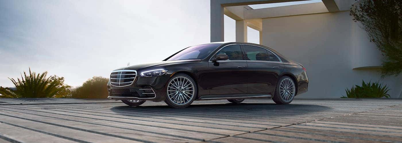 2021 mercedes benz s class black exterior parked