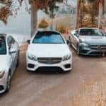 Four 2019 E-Class models lined up on the road