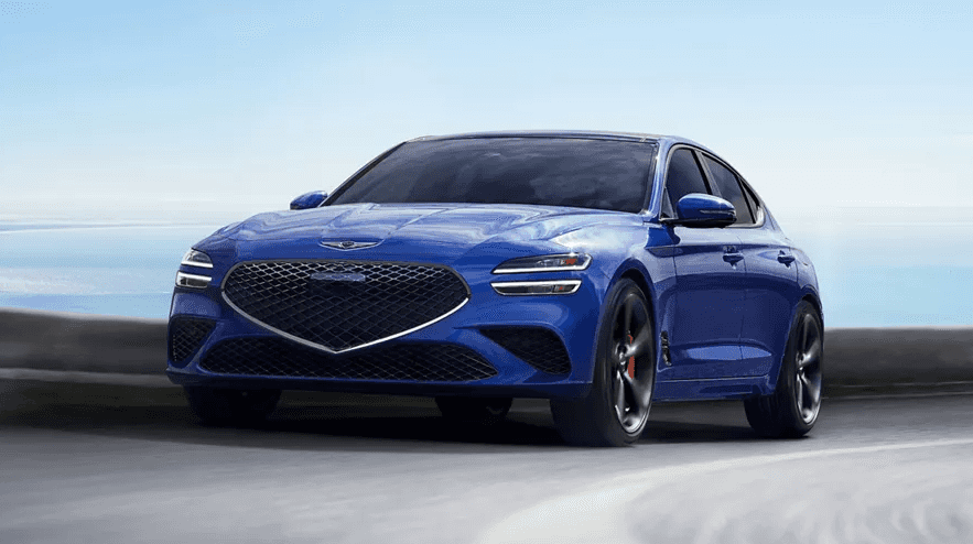 Blue 2026 Genesis G70 sport sedan near Normal, IL at Genesis of Bloomington-Normal