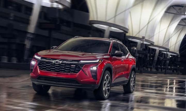 2024 Chevy Trax exterior driving in warehouse