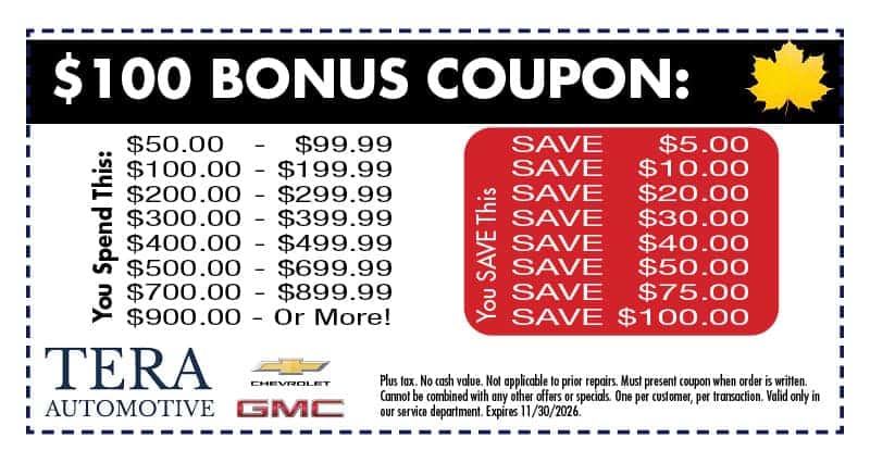 $100 Bonus Coupon | Tera Chevy