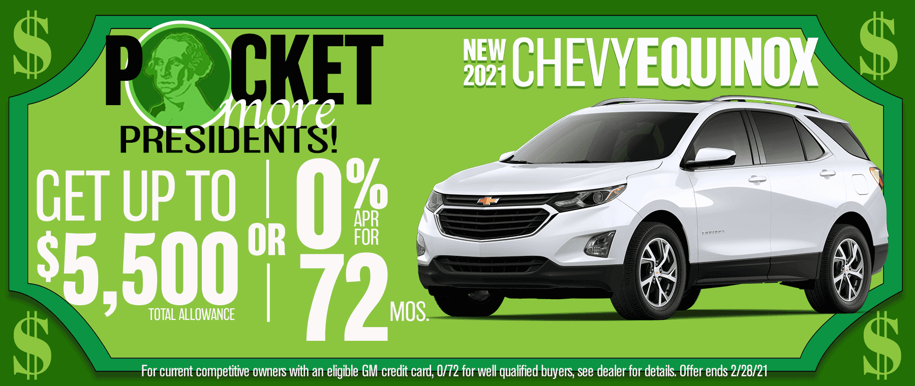 2021 Chevy Equinox 0% apr for 72 months