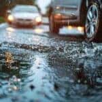 Flooded Road with Cars Driving on them