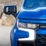 A headlight of a 2025 Chevy Silverado 1500