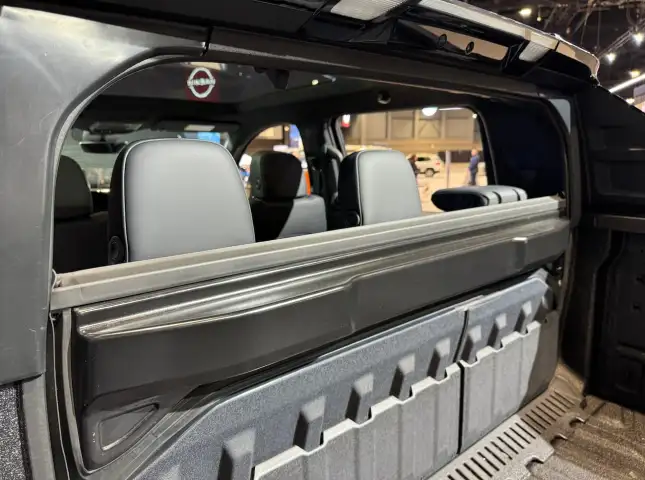 Chevrolet Silverado EV removable rear glass storage pocket