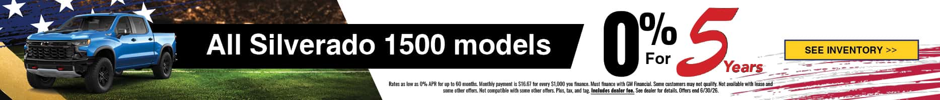 All Silverado 1500 Models 0% for 5 Years