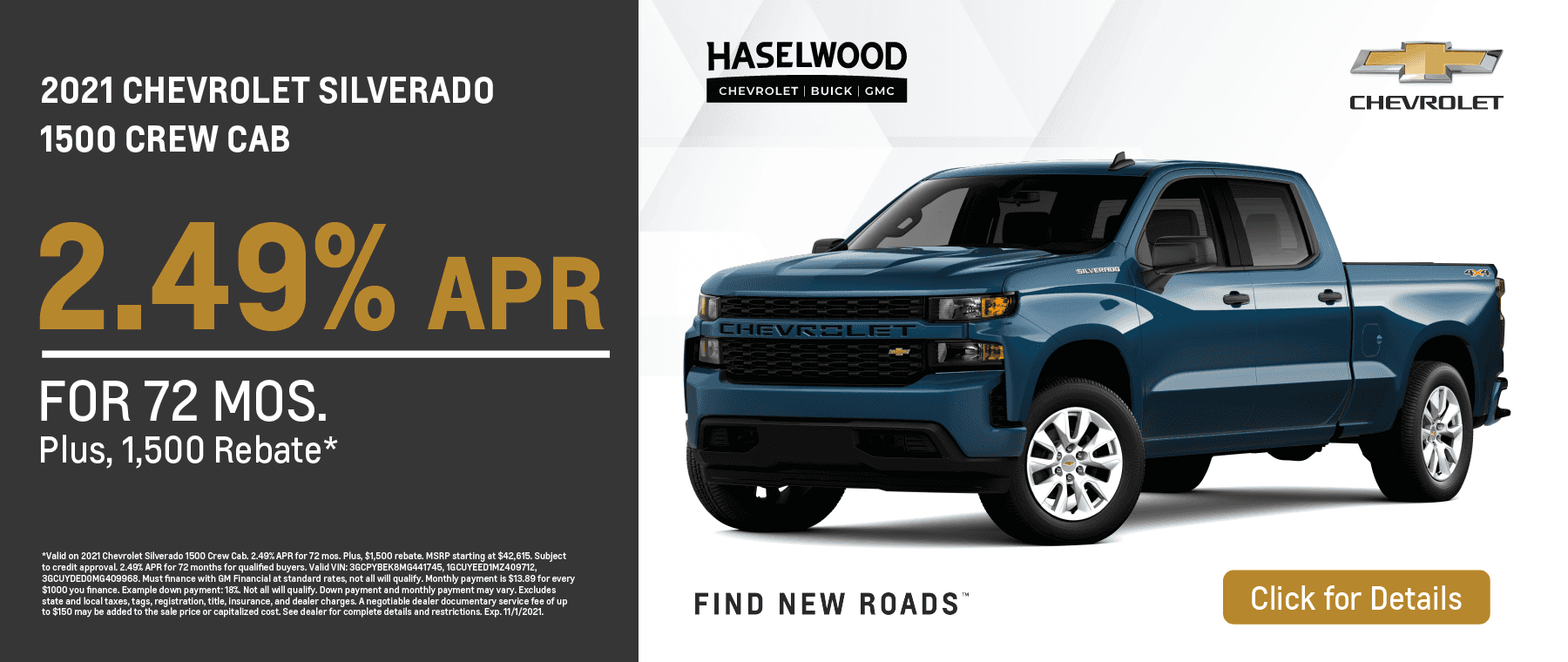 2021 Chevy Silverado 1500 Crew Cab 2.49% APR Bremerton WA