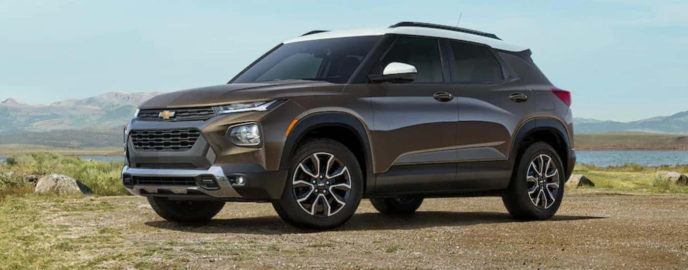 Brown 2021 Chevy Trailblazer parked by water
