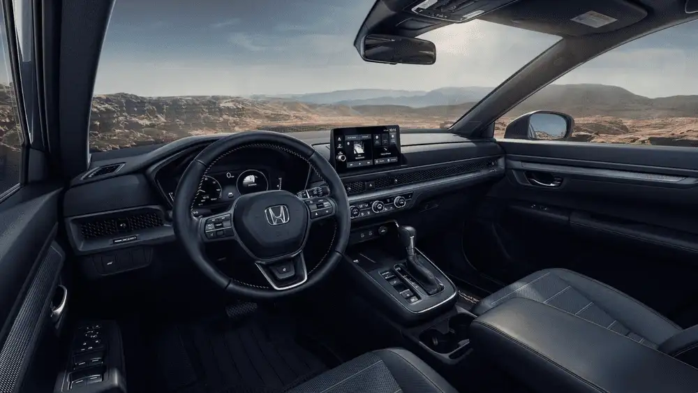 2026 Honda CR-V interior dashboard with Honda steering wheel and touchscreen infotainment near Commack NY