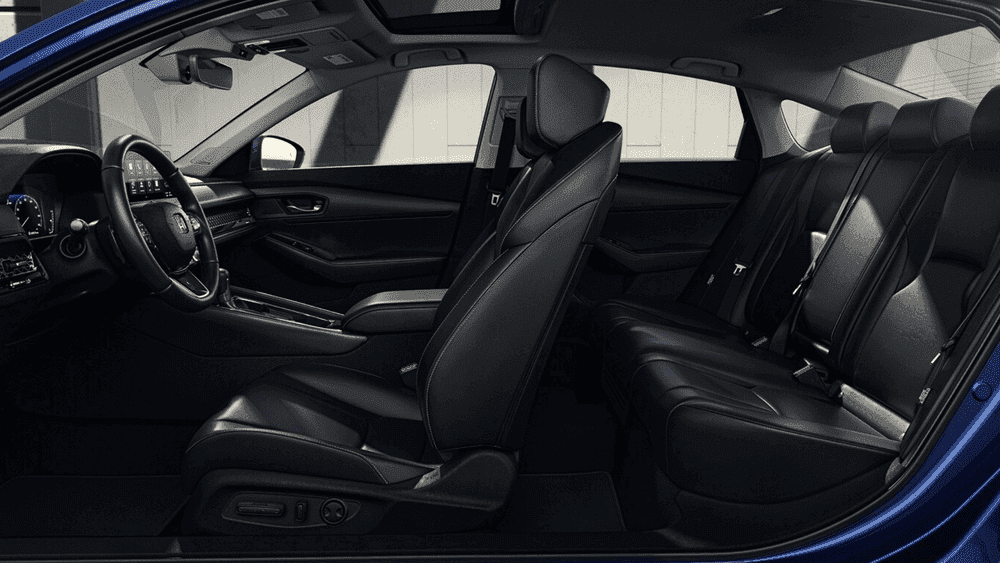 2026 Honda Accord black leather front and rear seats viewed from the side near Hauppauge NY