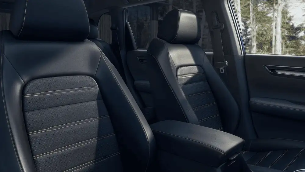 Black leather seats inside a 2026 Honda CR-V near Hauppauge, NY.