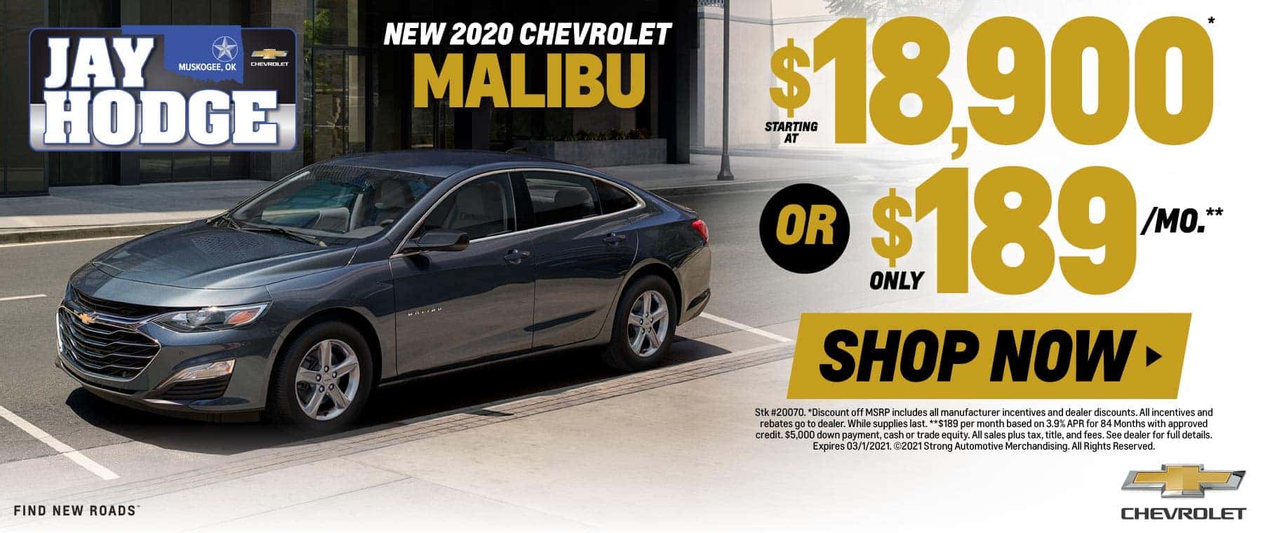 New 2020 Chevrolet Malibu - Starting at $18,900 or $189/mo - Shop Now