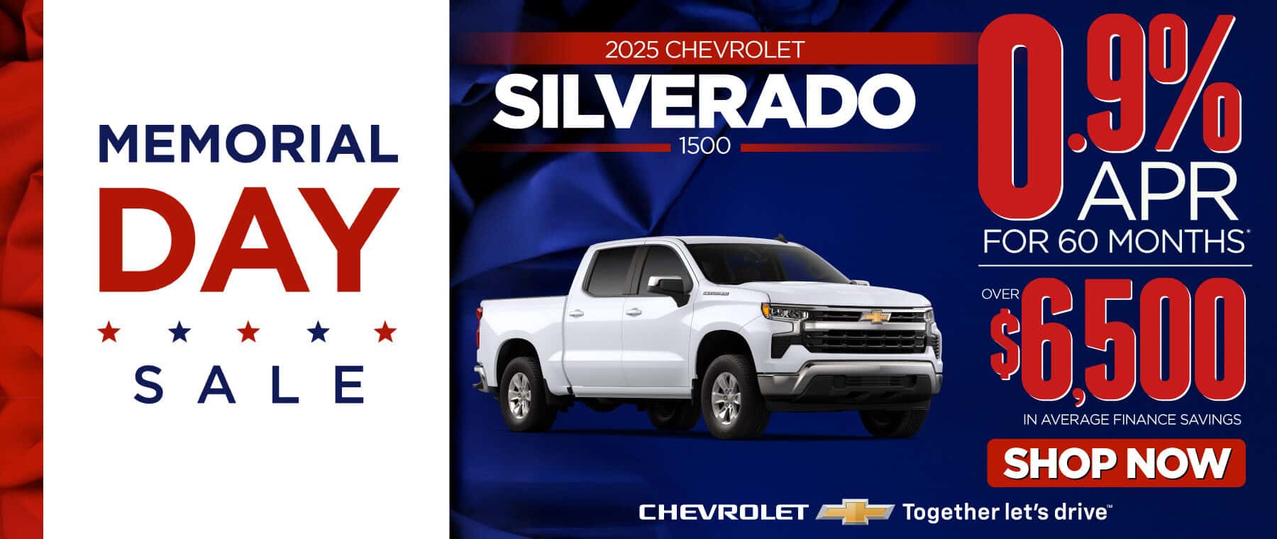 2025 Chevrolet Silverado 1500 0.9% APR for 60 mo - Over $6,500 in average finance savings