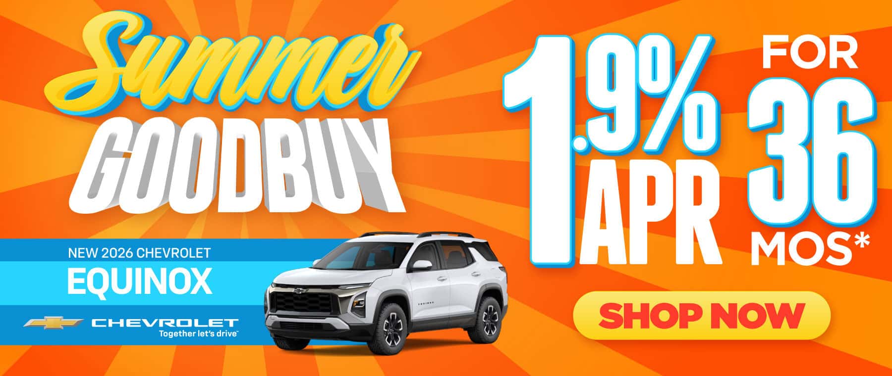 New 2026 Chevrolet Equinox 1.9% APR for 36 Months*