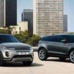 2020 range rover evoque and 2020 range rover evoque r-dynamic parked in city