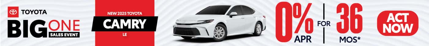New 2025 Toyota Camry 0% APR for 36 months Act Now