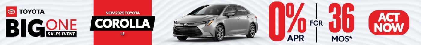 New 2025 Toyota Corolla 0% APR for 36 months Act Now