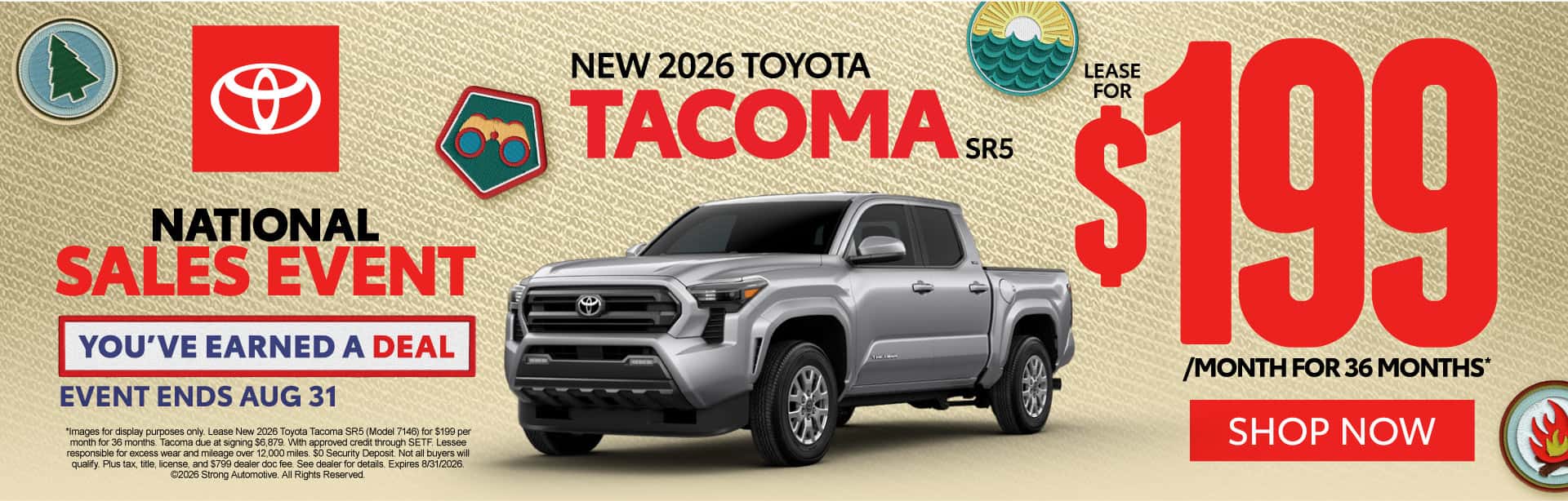 NEW 2026 TOYOTA TACOMA SR5 "$199/mo for 36 months* "
