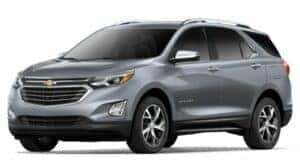 A silver 2021 Chevy Equinox 1LZ is angled left.