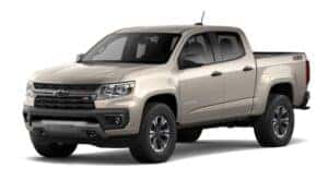 A tan 2021 Chevy Colorado Z71 is angled left.