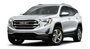 A white 2021 GMC Terrain is angled left.
