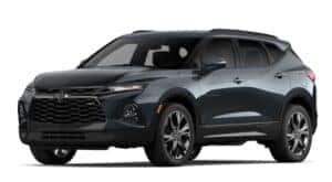 A black 2021 Chevy Blazer RS is angled left.