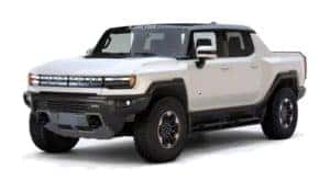 A white 2022 GMC Hummer EV truck is angled left.