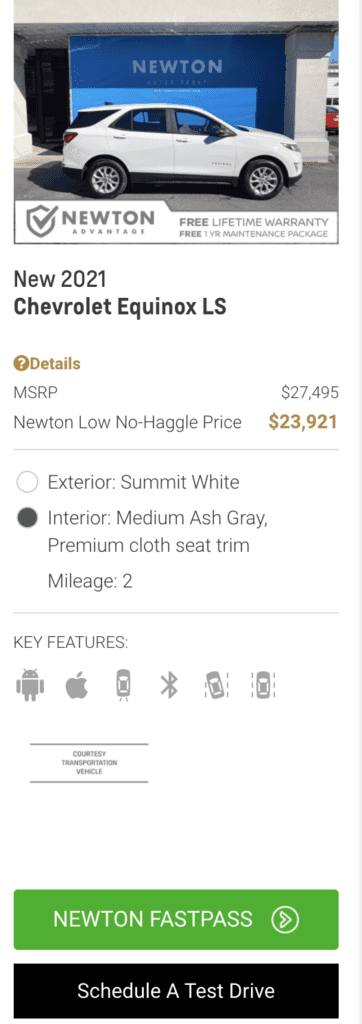 how to buy your car online with newton fastpass